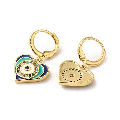 Evil Eye Golden Brass Dangle Leverback Earrings EJEW-Q797-01F-G-1