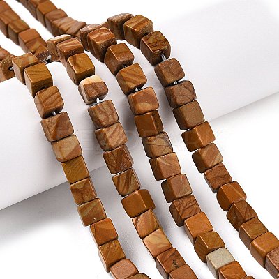 Natural Wood Lace Stone Wooden Jasper Beads Strands G-T139-6x6-03B-1