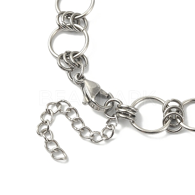 Non-Tarnish 304 Stainless Steel Rings Link Chain Bracelet BJEW-TA00334-04-1