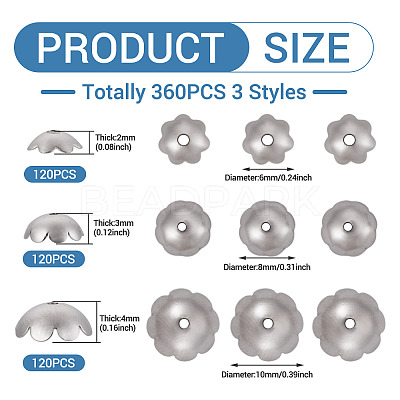 360Pcs 3 Styles 316 Stainless Steel Spacer Beads STAS-TA0005-35-1