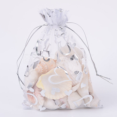 Heart Printed Organza Bags X-OP-R022-13x18-03-1