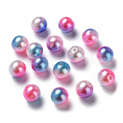 Rainbow ABS Plastic Imitation Pearl Beads OACR-Q174-12mm-14-1