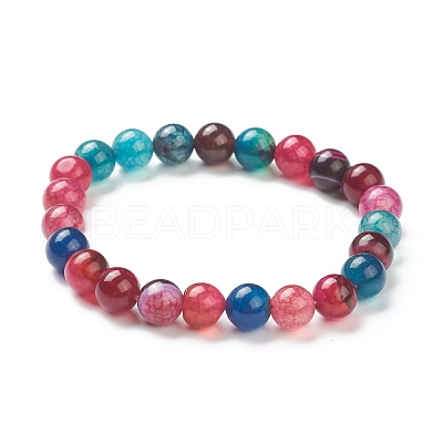Natural Agate Beaded Stretch Bracelets BJEW-D446-C-05-1