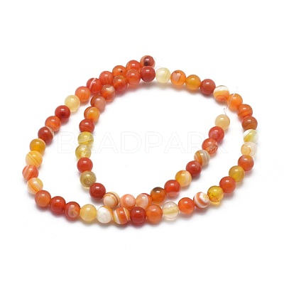 Natural Striped Agate/Banded Agate Beads Strands G-I254-03A-02-1