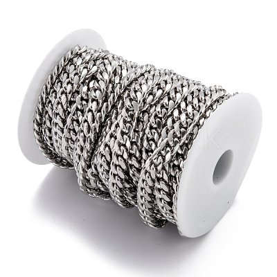 Tarnish Resistant 304 Stainless Steel Cuban Link Chain STAS-B019-02C-P-1