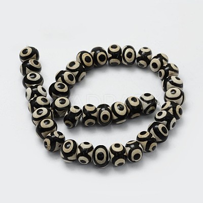 Tibetan Style 3-Eye dZi Beads Strands TDZI-G010-I03-1