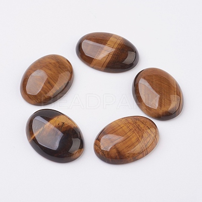 Natural Tiger Eye Flat Back Cabochons X-G-G741-25x35mm-01-1