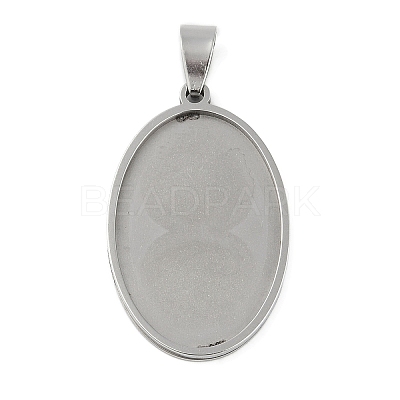 Non-Tarnish 201 Stainless Steel Pendant Cabochon Settings X-STAS-L279-012P-01-1