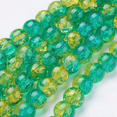 Spray Painted Crackle Glass Beads Strands CCG-Q002-10mm-07-1