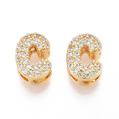 Brass Micro Pave Clear Cubic Zirconia Beads KK-T071-17G-C-1