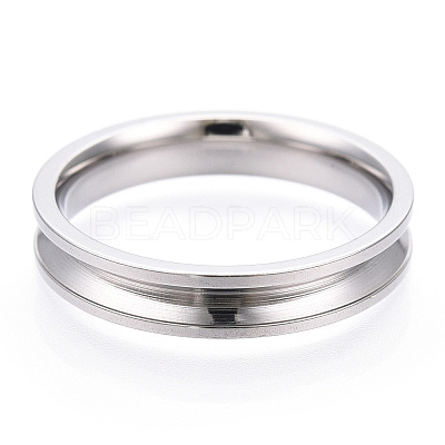 201 Stainless Steel Grooved Finger Ring Settings STAS-WH0039-11D-P-1