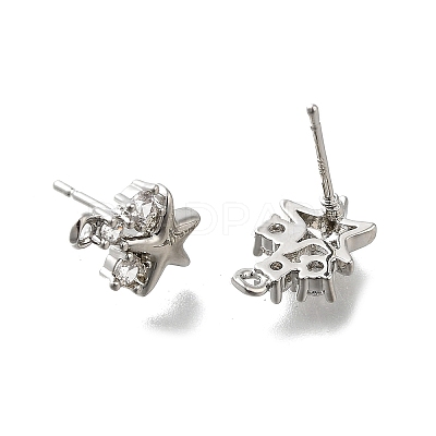 Brass with Cubic Zirconia Stud Earring Finding LS-KK-Q048-14P-1