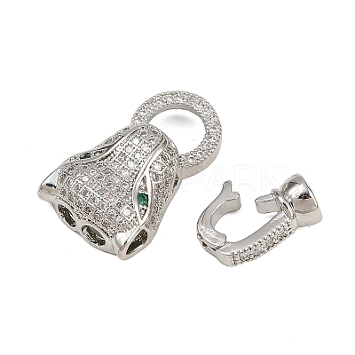 Brass Micro Pave Cubic Zirconia Fold Over Clasps ZIRC-L062-K01-P-1-1