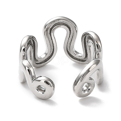 Rack Plating Brass Twist Wave Open Cuff Rings for Women RJEW-Q777-07P-1