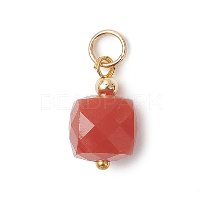 Natural Carnelian Faceted Cube Charms PALLOY-JF04975-1