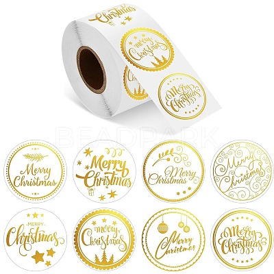 Christmas Theme Adhesive Roll Sticker Labels DIY-S001-07A-1