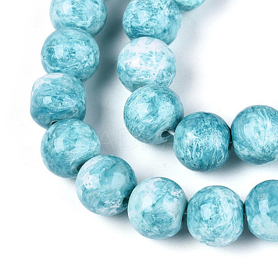 Baking Paint Glass Beads Strands LS-DGLA-N016-8mm-08-1