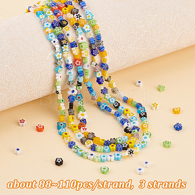 3 Strands Handmade Millefiori Glass Bead Strands LAMP-OC0001-67-1