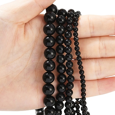 1 Strand Natural Black Onyx Beads Strands G-YW0002-57A-1