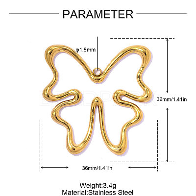 Hollow 304 Stainless Steel Pendants STAS-OY016-33G-1