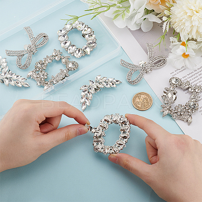 8Pcs 4 Styles Alloy Rhinestone Shoe Decoration FIND-GO0002-26-1