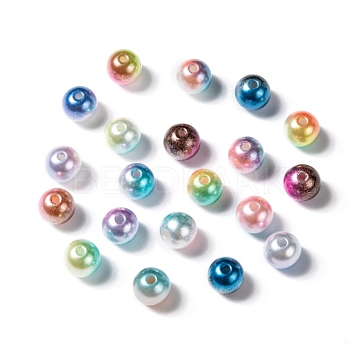 Rainbow ABS Plastic Imitation Pearl Beads OACR-Q174-4mm-M-1
