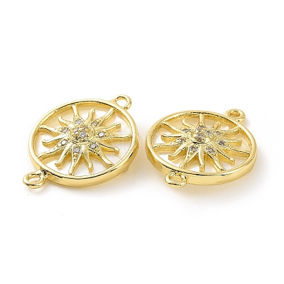 Rack Plating Brass Micro Pave Clear Cubic Zirconia Connector Charms KK-C008-07G-1