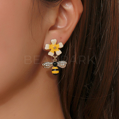 Alloy Enamel Dangle Stud Earrings FS-WG4CB67-01-1