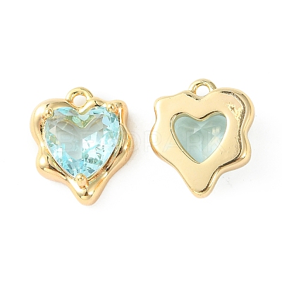 Brass Micro Pave Cubic Zirconia Charms KK-L208-06G-01-1