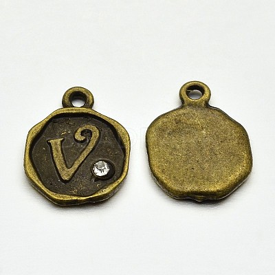 Antique Bronze Plated Alloy Rhinestone Charms LS-ALRI-J152-V-NF-1