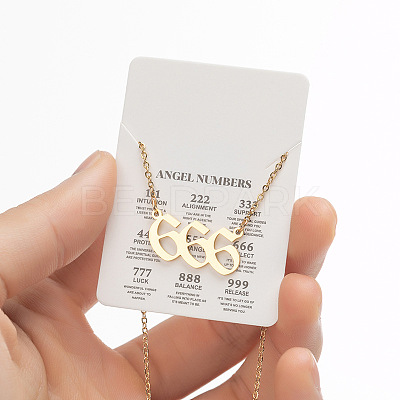 201 Stainless Steel Angel Number Pendant Necklaces for Women FS-WG21275-11-1