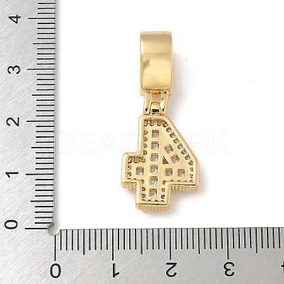 Brass Clear Cubic Zirconia European Dangle Charms KK-R003-01G-04-1