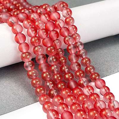 Frosted Transparent Glass Bead Strands GLAA-P065-6mm-06-1