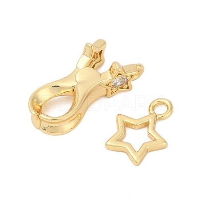 Brass Micro Pave Clear Cubic Zirconia Interlocking Clasps KK-U059-01G-1