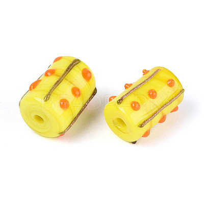 Handmade Gold Foil Glass Bumpy Beads LAMP-ZX003-12-01-1
