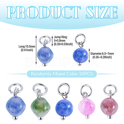 30Pcs Natural Colorful Tourmaline Dice Charms PALLOY-TA00366-1