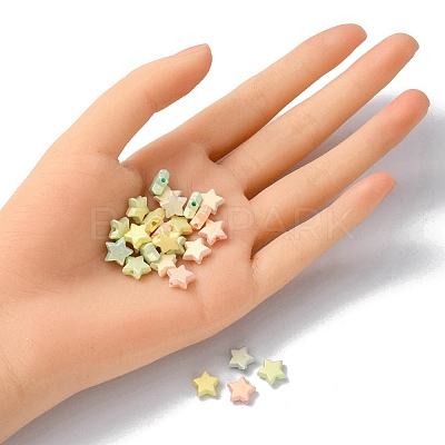 Spray Painted Frosted Opaque Acrylic Beads ACRP-YW0001-07-1
