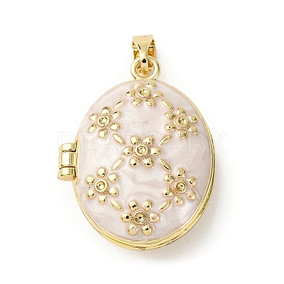 Brass Enamel Locket Pendants KK-F912-05A-G-1