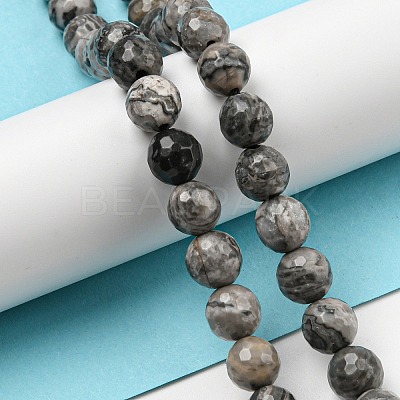 Natural Map Stone/Picasso Stone/Picasso Jasper Beads Strands G-C079-B05-02-1
