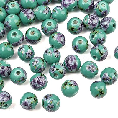 Printed Handmade Porcelain Beads X-PORC-R134-04-1