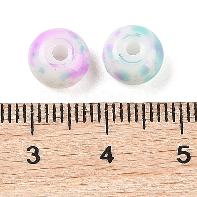 Opaque Spray Painted Glass Beads GLAA-G118-01G-1