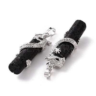 Tube Natural Lava Rock Pendants G-L455-H20-1