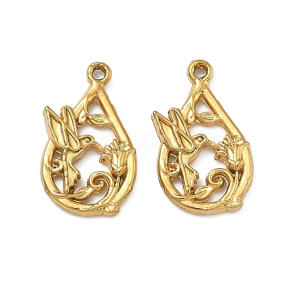 304 Stainless Steel Pendants STAS-P446-07G-1