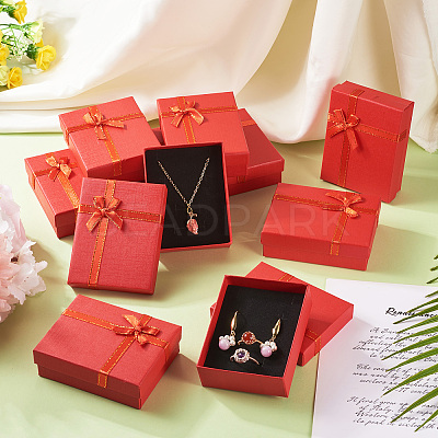 Rectangle Paper Jewelry Set Storage Boxes with Bowknot X1-CON-TAC0014-04D-1