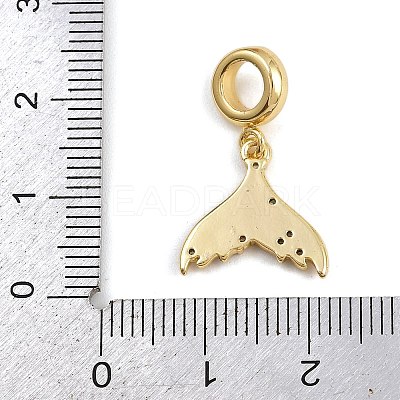 Brass Micro Pave Clear Cubic Zirconia European Dangle Charms KK-N271-46G-03-1