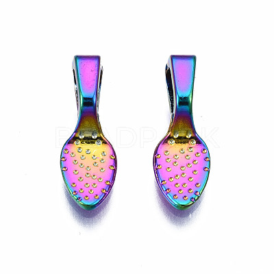Rainbow Color Alloy Glue-on Flat Pad Bails for Pendant Making PALLOY-N163-097-NR-1