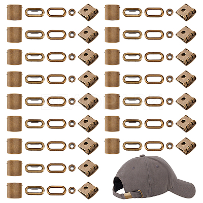 40Sets Iron Baseball Hat Cap Buckle Strap Clasp Clip Kit FIND-BC0014-10AB-1