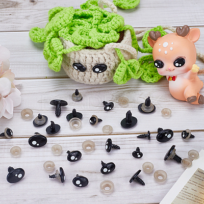 100 Sets 5 Style Oval Plastic Craft Safety Screw Noses DOLL-GF0001-03-1