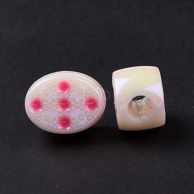 UV Plating Rainbow Iridescent Acrylic European Beads SACR-E009-35-1