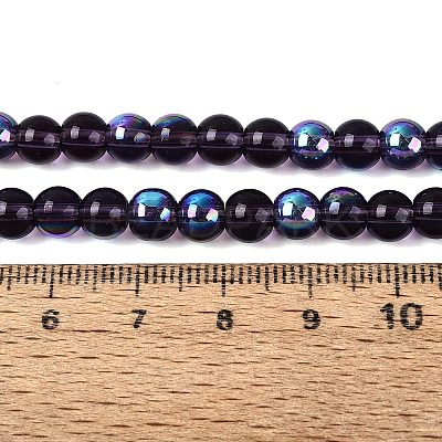 Transparent Electroplate Glass Beads Strands EGLA-Q132-6MM-01A-10-1